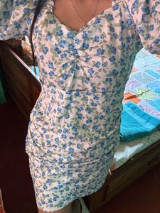 Urbanic Blueberry Printed Body Con Dress