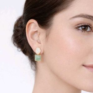 Green Stone Drop Earrings