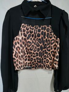 Leopard Printed Balloon Sleeve Top