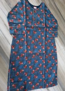 Blue Color Heavy Muslin Kurti