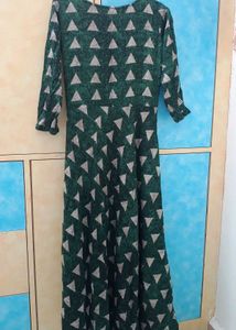 Green Geometric Print Maxi Dress