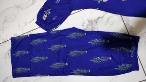 Royal Blue Floral Print Blouse 3XL