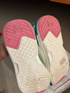 Puma Sneakers - White with Pink &amp; Teal Accents
