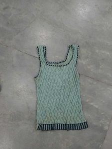 Mint Green Textured crochet Tank Top