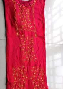 cotton Embroidered Red Kurta✴️🔴