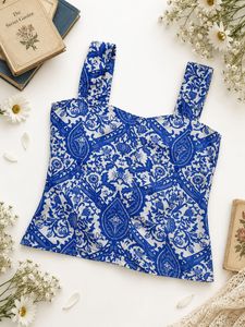 Vintage Blue & White Patterned Cami Top