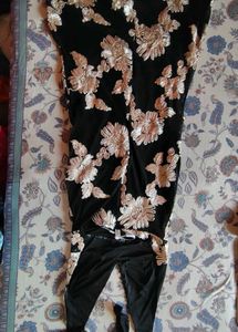 Elegant Black Floral Halter Dress