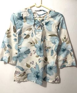 Blue Floral Print Kurti