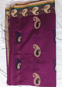 Elegant Purple Saree with Paisley Border