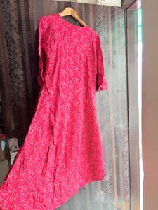 Vibrant red Floral Kurta