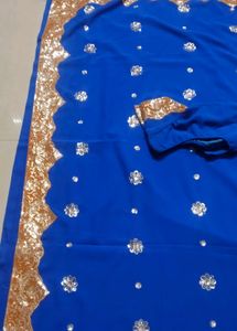 Blue Saree with Embellishments