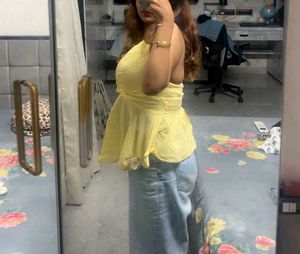 Backless Cute Yellow Halter Neck Top