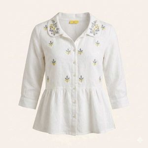 embroidery white peplum top