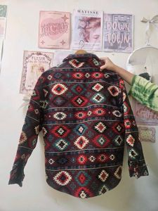 Aztec Print Button-Up Shirt