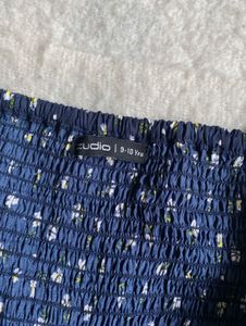 babydoll Navy Floral Smocked Puff Sleeve Dress