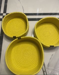 price drop Set of 3 Yellow Rope Baskets