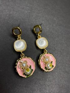 Enamel Floral Drop Earrings