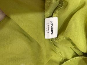 savana Lime Green Sheer Ruffle Tie-Front Top
