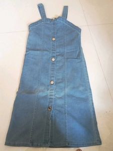 Denim Button-Front Pinafore Dress