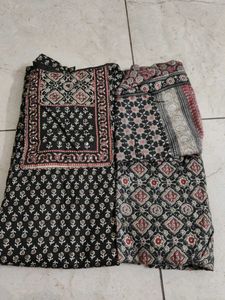 Black three piece kurti set hand stitched
