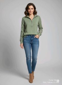 Green Half-Zip Pullover Sweatshirt