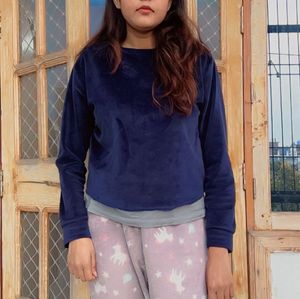Navy Blue Velvet top