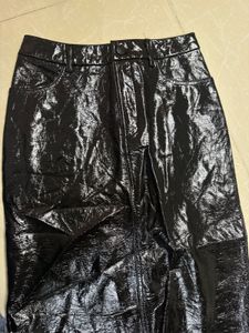 Black Faux Leather Midi Skirt