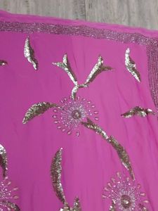 Vibrant Pink Sequined Saree