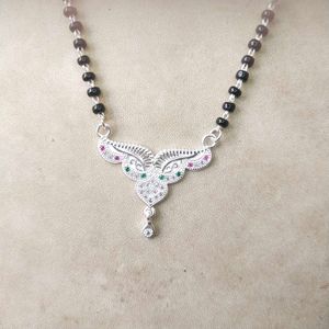Elegant Pure Silver Mangalsutra with beaded chain
