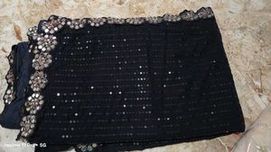 party wear mirror work saree