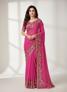 Pink Embellished Saree