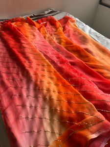 Vibrant Ombre Beaded Saree