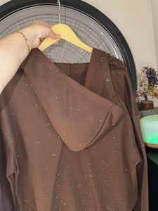 Sparkle Brown Zip-Up Hoodie