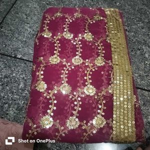 beautiful saree with blowse golden sequence