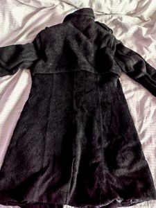 Faux Fur Black Trench Coat