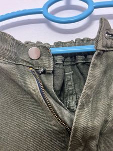 Olive Green Wide Leg Jeans