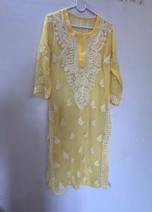 Elegant Yellow Chikankari Kurta