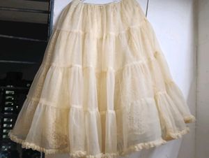 Cream Lace Tiered Maxi Skirt and blouse