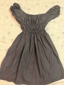 Nefs finds Black Square Neck Puff Sleeve Dress