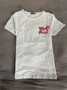 Grey T-Shirt with 'Yes!!' Graphic