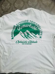 SHEIN Men's White "Optimistic Attitude" T-Shirt