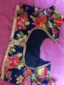 Floral Print Blouse with Golden Border