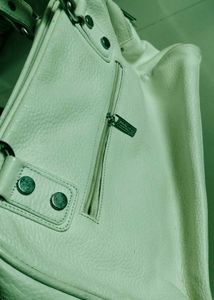Stylish Cream Leather imported bag