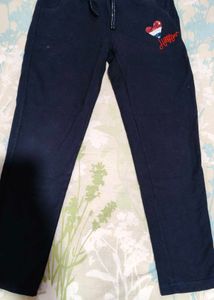 Navy Blue Sweatpants with Heart Detail