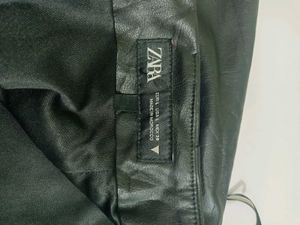 Zara Large Black Faux Leather Halter Dress