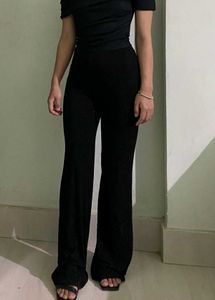 Women Striped Black Formal Pant