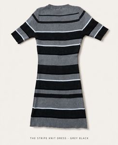 Grey &amp; Black Striped Knit Dress