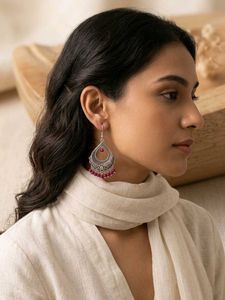 Boho Ethnic Silver Tone Earrings
