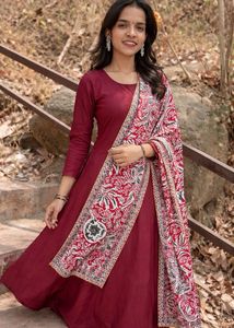 Elegant Maroon Printed Dupatta