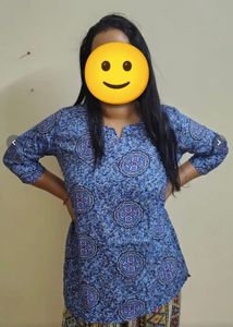 Blue Printed Short Kurta